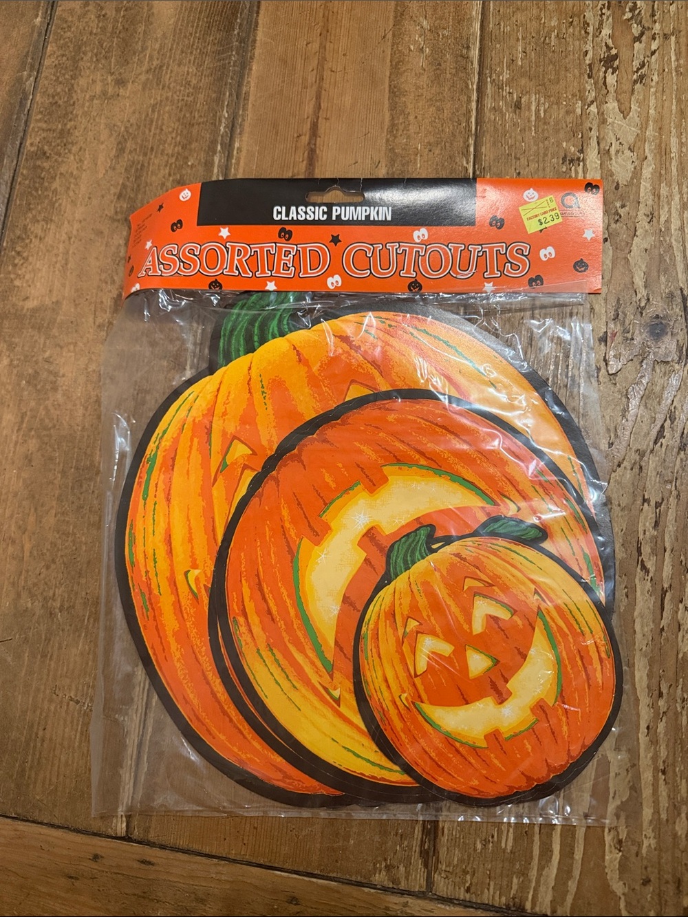 Vtg Amscan 2 Sided Card Stock Pumpkin Wall Hanging Decoration Halloween Set NOS